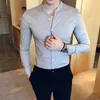 Men's Casual Shirts Mens Fashion High-quality Pure Cotton Solid Color Stand-up Collar Casual Business Long-sleeved Shirt Mens Slim Casual Shirt 231129