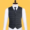 Gilets pour hommes 2024 Mode d'hiver Court Down Coton Mâle Col V Slim Vestes sans manches Hommes Couleur Solide Chaud Gilet Manteaux D635