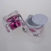 Storage Bottles 50pcs Wholesale 30ml Pink Crystal Empty Square Jars With Lid Jar 30 Ml