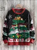 Pulls pour hommes 3D imprimé Père Noël Flocon de neige Arbre de Noël Elk Art Print Pull laid Hiver Casual Pull unisexe S-2 231127