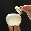 Lagringsflaskor varför fårkött jade vit porslin keramik te kan burkar tillbehör kinesiska retro dekoration affärsgåvor