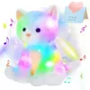 Pluche oplichtend speelgoed 30 cm gloeiend LED-speelgoed Kat pop Muzikaal gevuld Kawaii Slapen Sierkussen voor meisjes Slaapliedjes Dieren Kinderen Kinderen 231130