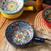 Tigelas de cerâmica de alça única tigela de macarrão boêmio design grande criativo restaurante doméstico salada sobremesa decoração de casa