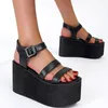 Vestido tênis 2023 design de marca preto cunhas sandálias saltos altos de estilo gótico plataforma de lazer de verão feminino confortável caminhada