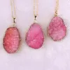 Подвесные ожерелья 2023 Модные розовые христаллические розовые квартальные колорары натуральный камень Drusy Collece Gold Color Chain Летние ювелирные изделия