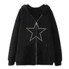 Dameshoodies Dames S Vintage Gothic Streetwear Y2K Zip-Up Hoodie Skelet Oversized Sweatshirt Punk Vinger Jas met lange mouwen