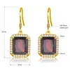 Dangle Earrings Vintage Garnet Hook Silver 925 Gold Plated Anniversary Banquet Gift For Women 2023 Luxury Jewelry