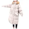 Parka gruesa de plumón para mujer, chaqueta con capucha, abrigo de invierno, abrigo de piel con capucha, acolchado, Parkas largas de algodón a la moda, Sudadera con capucha