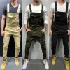 Qnpqyx nowe męskie dżinsy duże kieszeń kamuflaż drukowane dżinsowe bibe kombinezon kombinezony kombinezony wojskowe armia zielona robocze Clothing Contalls Fashion Casual