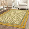 Carpets Area Rugs Natural Jute Weave Living Room Yellow Hand Block Print Yoga Mat 5x8FT