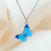 Pendant Necklaces Simple Fashion Dreamy Colorful Butterfly Silver Plated Jewelry Ins Temperament Epoxy Clavicle Chain N160