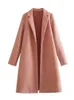 Женское полушерстяное пальто TRAF, разноцветное длинное пальто, женское зимнее пальто с рукавами, шикарная и элегантная куртка, модные уличные кардиганы 231129