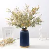 Dekorativa blommor konstgjorda plast eukalyptus grenar simulering växt blomma arrangemang tillbehör bröllop hem trädgård dekoration