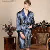 Men's Robes 5XL Robe Luxury Men Silky Satin Kimono Robe Long Sle Sleepwear Bathrobe Oversized Nightgown Summer Home Clothes L231130