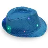 Led Caz Şapkaları yanıp sönen Fedora Caps Pullu Cap Seat elbise Dans Partisi Şapkalar Unisex Hip Hop lambası Aydınlık A0301 ZZ