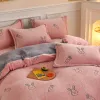 Set di biancheria da letto Flanella Coral Fleece Copripiumino invernale spesso Caldo Copripiumino singolo matrimoniale Queen King Size Set di biancheria da letto in velluto double face 230511