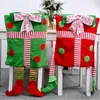 Fodere per sedie Pacchetto regalo di Natale universale Stampa copertina Anno Decorazione Forniture Gamba appesa Rosso Verde