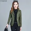 Mulheres de couro falso ytnmyop jaquetas femininas 5xl exército verde casaco feminino roupas casuais outerwear 231129