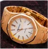 Audemar Pigue Relojes clásicos para hombre Reloj con movimiento de cuarzo Reloj Piglet Royal Oak 41 mm Esfera blanca dorada 15400OR OO.1220OR.02 WN-BHPH