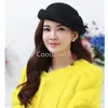 Beret 100 Wool Felt Fedoras Winter Vintage Cloche Hat With Flower Up Turn Brim Bowler Pillbox Cap Party Ladies Beret Caps 231130