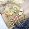 Strang Vlen Emaille Blume Gänseblümchen Armbänder Stretchy Pulseras Vergoldete Kupferperlen Armband Trendy Frauen Schmuck Geschenk für Mädchen