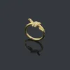Designer ladies rope knot ring luxury ring with diamonds fashion ring classic jewelry 18K gold plated rose wedding whole adjus332a