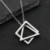 Pendant Necklaces Simple Titanium Steel Geometric Necklace Triangle Square Hip-hop Man Punk Street Dance E-boy Chain Party Jewelry Gift