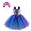 Dancewear Girls Pastel Flower Mermaid Fancy Tutu Dress Headband Costume Kids Princess Birthday Party Halloween Clothes Tulle Dresses 1 12Y 231129