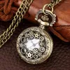 Pocket Watches Little Size Steampunk Bronze Gearwheel Hollow Quartz Arabic Numerals Analog Necklace Watch Antique Gifts