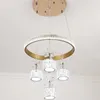 Lámparas de araña Restaurante moderno y minimalista Luz personalizada creativa Luces de sala de estar de cristal LED circulares de lujo