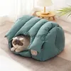 Camas de gato móveis arco ninho inverno quente geral antiaderente cama sofá do bebê dormir casa semi-fechada cão sleepvaiduryd