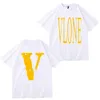 Vlone TシャツメンズデザイナーTシャツフレンズレタープリントティービッグvメン女性半袖ヒップホップスタイルブラックホワイトオレンジTシャツvlonesティーサイズS-xl