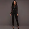 Women's Jumpsuits & Rompers Sexy Lace Long Sleeve Skinny Jumpsuit Fashion Black Round Collar