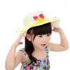 帽子1PCS 2023販売夏の子供サンハットボウノットレースガールズファッションキャッププリンセスストロー5色8099