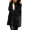 Gilets pour femmes hiver épais gilet veste fausse fourrure décontracté couleur unie à capuche gilet long tricot surdimensionné femmes veste gilet 231130