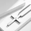 Pendant Necklaces 316L Stainless Steel Praying Hands Cross Necklace For Men Religion Christian Simple Jewelry Box Chain Male Gift