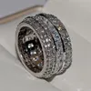 Choucong anéis de casamento top vender dropship jóias de luxo 925 prata esterlina princesa corte branco topázio cz diamante pedras preciosas promessa301n