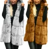 Gilets pour femmes hiver épais gilet veste fausse fourrure décontracté couleur unie à capuche gilet long tricot surdimensionné femmes veste gilet 231130