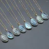 Pendant Necklaces 1pc Luxury Natural Flash Labradorite Stone Charms Irregular Crystals Long Link Chains For Women Jewelry