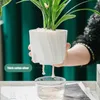 Vases Lazy Hydroponic Flower Pot Automatic WaterAbsorbing Flowerpot Transparent Double Layer Plastic Self Watering Planter Office 231130