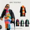 Scarves Faux Cashmere Scarf Women Girl Fashion Colorful Plaid Shawl Stole Wraps Winter Outdoor Kerchief 21040cm 231130