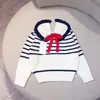 Kids Girls Sweaters Pullover Clothes Cute Bow for Baby Girls Navy Striped Knit Sweater and Dark Gray Knit Pants Spring Autumn Children Clothing Set