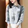 Damesblouses Shirts Elegante zijden blouse Dames Lange mouw Vintage Topstijl Mode Herfst Casual print Shirtyolq