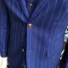 Męskie garnitury Blazers kurtka kamizelki Pants Męski dżentelmen butik butikowy moda w paski szczupły garnitur męski kombinezon 3-częściowy zestaw S-4xl 231127