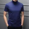 Herr t-skjortor herr mode mock nack t-shirt avslappnad kort hylsa fast färg smal passar tops undertröja fritid klubb parti sport topp