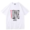 قميص Vlone Mens Designer T Shirts Luxury Mens Designer T Shirt Black Red Letter Printed Dortived Sleeve Fashion Designer Top Tees Size S-XXL