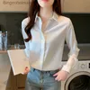 Women's Blouses Shirts 2023 Autumn Women's Shirts Satin Blouse for Women Long Sle Shirt Silk White Shirt OL Woman Solid Blouses Pullover Ladies TopsL231130