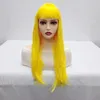 yielding Straight wig cosplay ball chemical fiber hair yellow star ribbon long straight hair headband