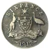 (1911-1935) 14 pezzi Australia sei pence monete copia