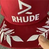 Red Embroidery Rhude Baseball Cap Men Women Top Version Hat Adjustable Outdoor Sunscreen with Tags Try1